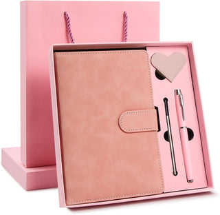 Faux Leather Journal Gift Set for Women Men, A5 Hardcover Notebook | 360 Pages 100GSM Lined Paper, Includes Pen & 6 Heart Bookmarks, Gift Box & Bag Included, Birthday Graduation Christmas Gift