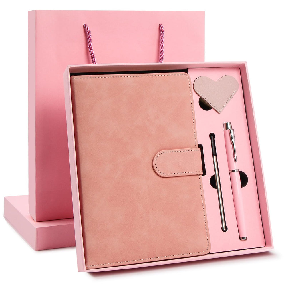 Faux Leather Journal Gift Set for Women Men, A5 Hardcover Notebook | 360 Pages 100GSM Lined Paper, Includes Pen & 6 Heart Bookmarks, Gift Box & Bag Included, Birthday Graduation Christmas Gift