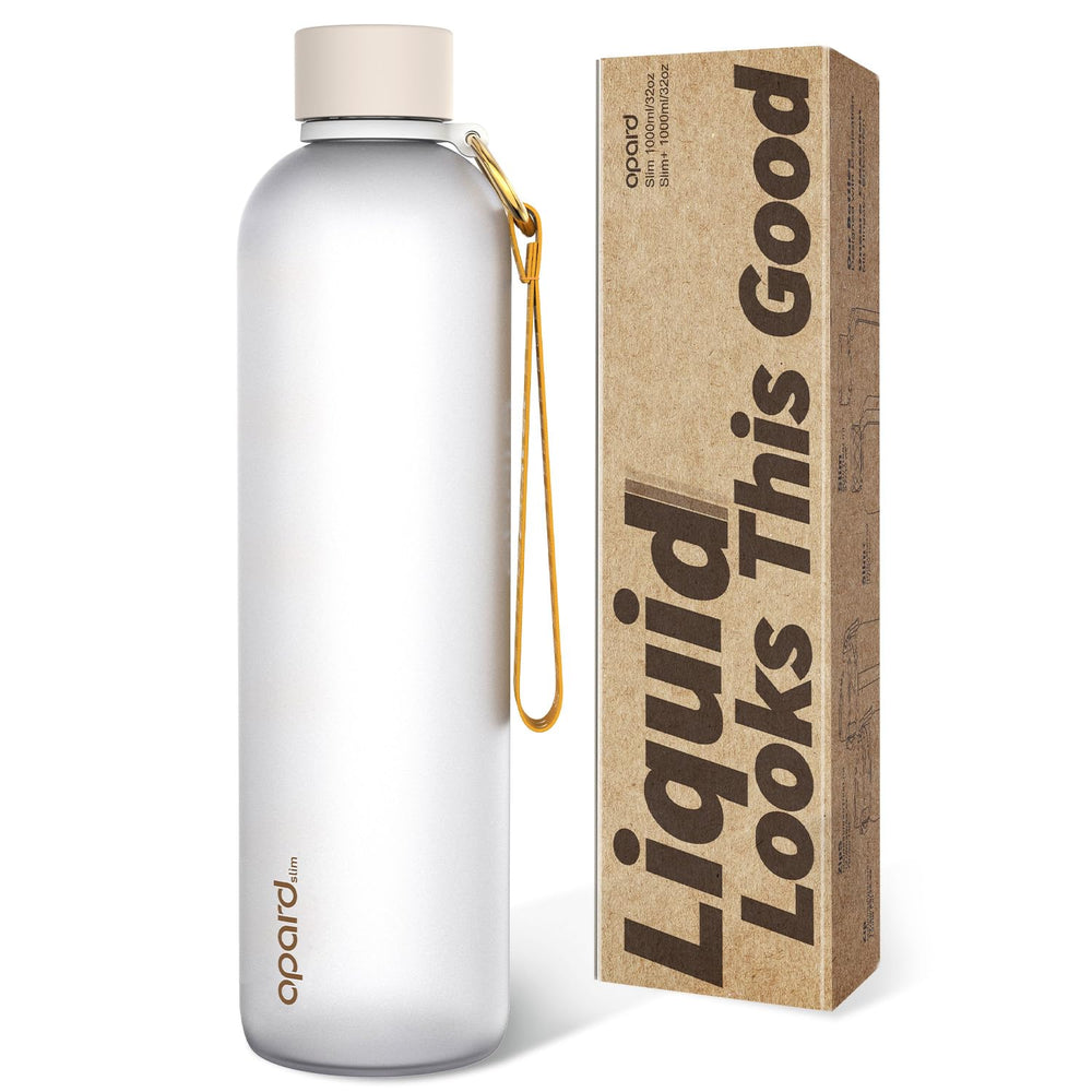 Opard Slim Water Bottle 27oz, Dishwasher Safe Plastic Water Bottle BPA-Free, Leakproof Screw Top, Cream White, Reusable for Travel School Sport Gym Hiking