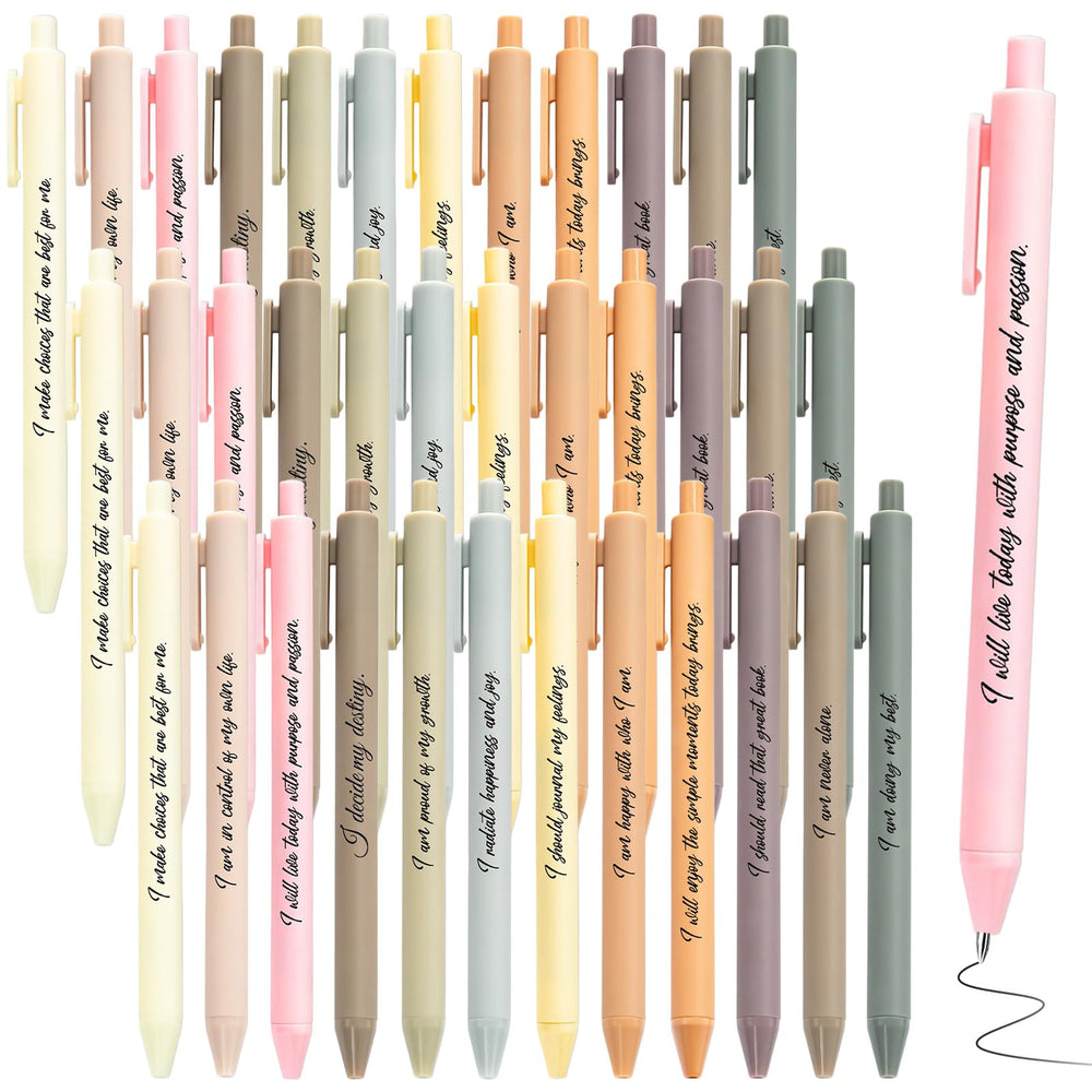 Funrous 48 Pcs Positive Affirmation Pens Bulk Retractable Motivational Ballpoint Pens Inspirational Gift for Staff Teacher Coworker Student Employee Appreciation School Office Home(Color 1)