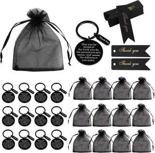 36 Pcs Employee Appreciation Gifts Bulk Thank You Keychains for Coworkers Teams Volunteers Appreciation Keychain Organza Bags