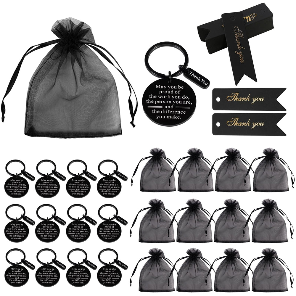 36 Pcs Employee Appreciation Gifts Bulk Thank You Keychains for Coworkers Teams Volunteers Appreciation Keychain Organza Bags