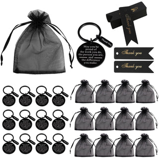 36 Pcs Employee Appreciation Gifts Bulk Thank You Keychains for Coworkers Teams Volunteers Appreciation Keychain Organza Bags