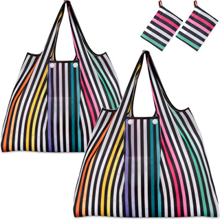 KINGMAS Reusable Grocery Bags, Eco-Friendly Folding Tote Shopping Bag fits in Pocket, Washable Waterproof Nylon Pouch Bags