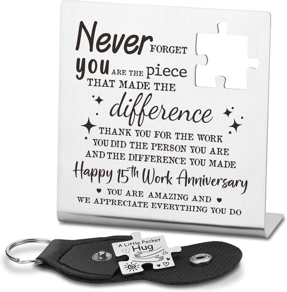 15 Years Work Anniversary Employee Gifts, Thank You Appreciation Gifts for Nurses Therapists Mentor Teacher Happy 15th Works Gift for Women Boss Coworker Friends Desk Decorative Sign TZC24