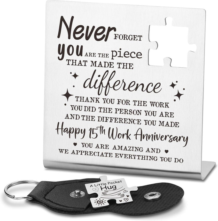 15 Years Work Anniversary Employee Gifts, Thank You Appreciation Gifts for Nurses Therapists Mentor Teacher Happy 15th Works Gift for Women Boss Coworker Friends Desk Decorative Sign TZC24