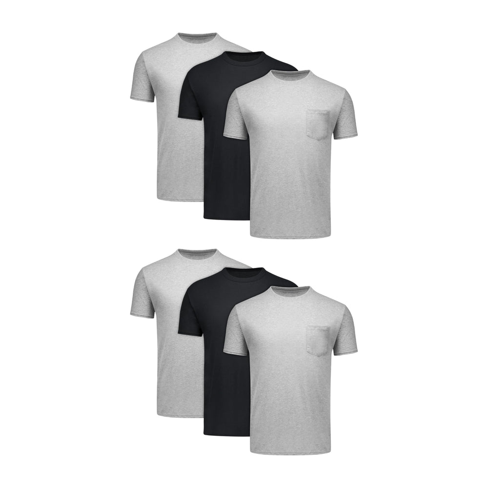 Hanes Men's Pocket T-Shirt Pack, 6-Pack, Cool & Breathable Cotton Tees, Stay-Tucked Undershirts for Men