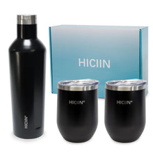 Stainless Steel Wine Tumblers with Lid TWO 12oz & Insulated Wine bottle ONE 25oz&Gift Set with well packaged box.Keep water,wine,drinks with warm or cold (Champagne Gold)