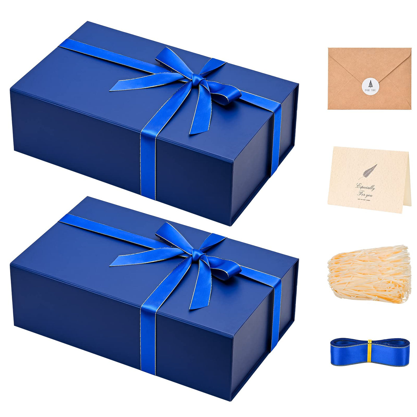 LIFELUM Green Gift Box for Presents 1 Pack 13.85 x 8.35 x 4.45 inch Big Decorative Large Gift Box for Clothes with Magnetic Lids Luxury Accessories Card, Ribbon, Filler,Sticker