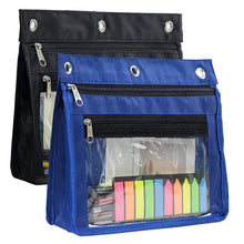 YoeeJob 2 Pack 1 Inch Expandable Zipper Pencil Pouches with Clear Window for 3 Ring Binder, Suitable for School & Office (Grey)