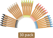 jinfusi Wheat Straw Pens(30 Pack),Eco Friendly Cork and Recycled Ballpoint Writing Black Ink Sustainable Products Set Pens or Journaling