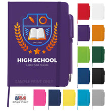 Personalized Notebook Journal – 5” x 7” Customized Notebook with Name, Text or Logo - 100 Page Custom Journal. Leatherette Hardcover & Pen - Black 1 Pack