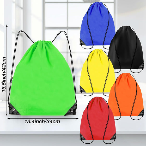 6PCS Drawstring Backpack - Drawstring Gym Bag Waterproof Bags Bulk String Backpack Sports Cinch Bags String For Gym, Sports, Storage, Travel, Camp, Sturdy and Durable - hover image