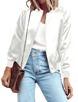 Zeagoo Women's Bomber Jacket Lightweight Zip Up Jacket Casual Striped Jacket Coat Outerwear Windbreaker with Pockets