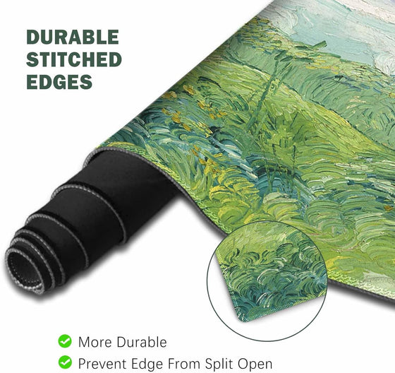 ToLuLu Extended Gaming Mouse Pad, Memory Foam Ergonomic Keyboard Mouse Wrist Rest Support Set, Large Desk Mat with Stitched Edges, Non-Slip Base Mousepad for Home Office Game and Study, Green Theme - hover image