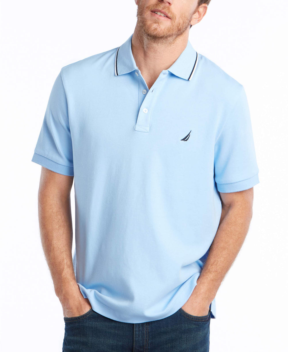 Nautica Men's Classic Fit Short Sleeve Dual Tipped Collar Polo Shirt