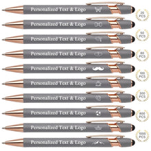 WNNNS Bulk Custom Pens Personalized with Name & Logo, Customized Engraved Pens, Black Ink Ballpoint with Stylus Tips, Office Employee Graduation Teacher Appreciation Gifts.