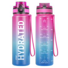 Sahara Sailor Water Bottle 32oz, Durable and Leakproof Water Bottles Motivational with Time Marker, Tritan, BPA Free, Wide Mouth with Easy Clean Brush for Gym, Travel, Home, School, Office (1 Bottle)