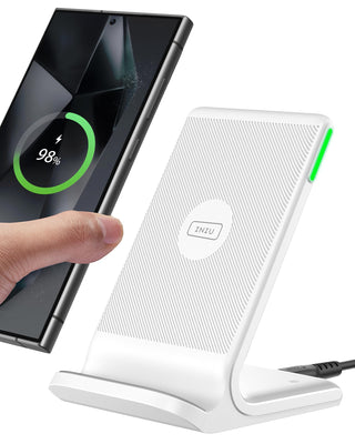 INIU Wireless Charger, 15W Fast Wireless Charging Station with Sleep-Friendly Adaptive Light Compatible with iPhone 17 16 15 14 13 12 Pro Max Samsung Galaxy S25 S24 S23 Note 20 Google etc