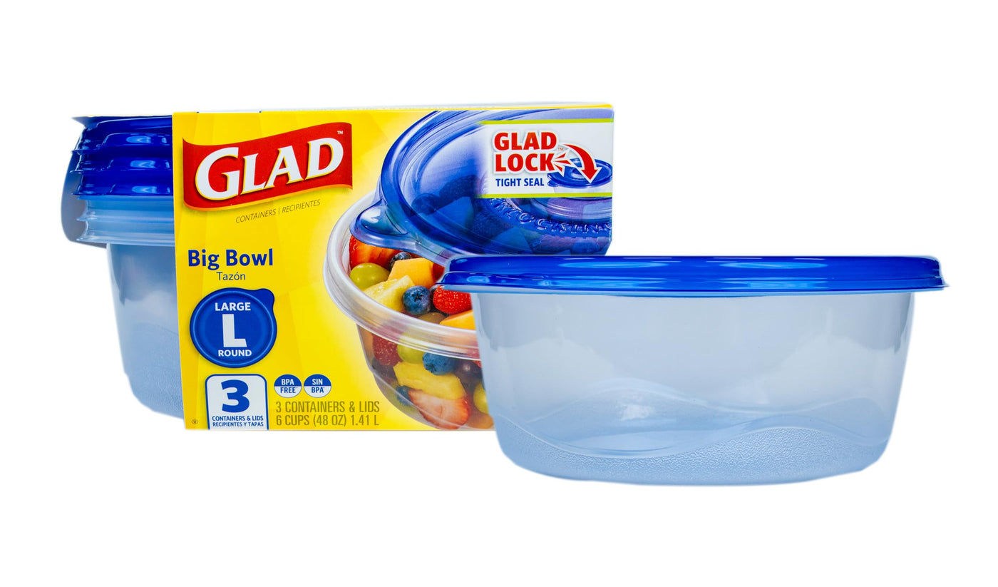 Glad GladWare Medium Rectangle Food Storage Containers with Lids, BPA Free Plastic for Soups Salads and Meal Prep, Airtight Leak Resistant, Microwave Dishwasher Freezer Safe, 24 Oz, 5 Count