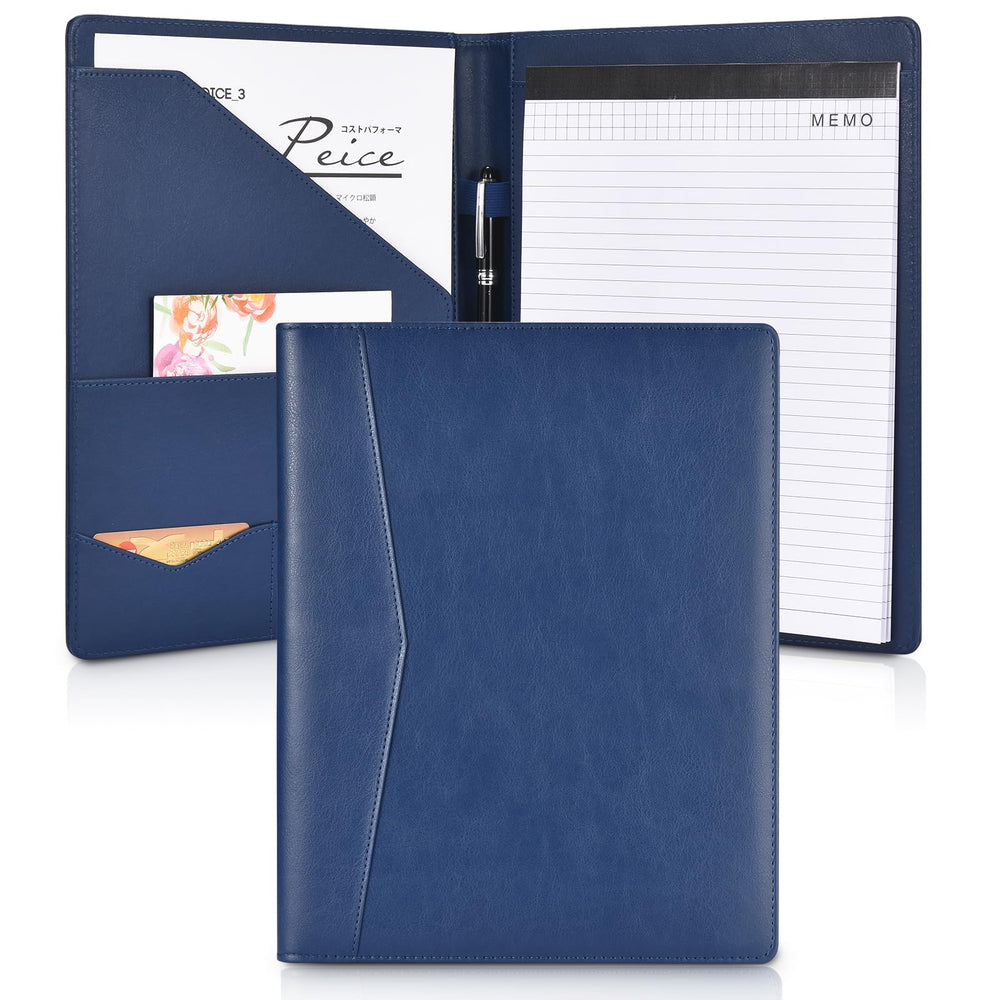 Pacific Mailer Padfolio Portfolio Leather Binder, Interview Legal Document Organizer, Business Card Holder Included Letter Sized Writing Pad [Piano Noir Faux Leather Matte Finish]