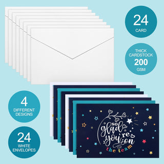Pajean 24 Sets Employee Appreciation Cards with Envelopes 4 x 6 in Welcome to Teams Card So Glad You're on The Team New Staff Gifts for Office Business Greeting Cards Work Anniversary(Classic)