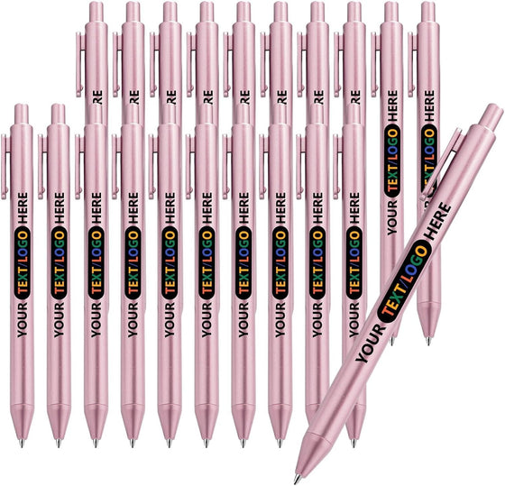 20 Bulk Custom Personalized Retractable Ballpoint Pens, Multicolor Click Pens, UV Printed Logo Text Pattern, Custom Gift Pens for Business, Wedding, Party & Promotional Events