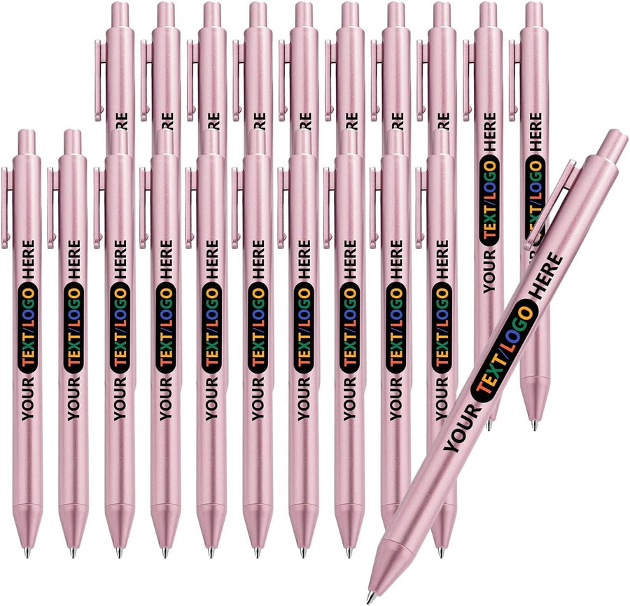 20 Bulk Custom Personalized Retractable Ballpoint Pens, Multicolor Click Pens, UV Printed Logo Text Pattern, Custom Gift Pens for Business, Wedding, Party & Promotional Events