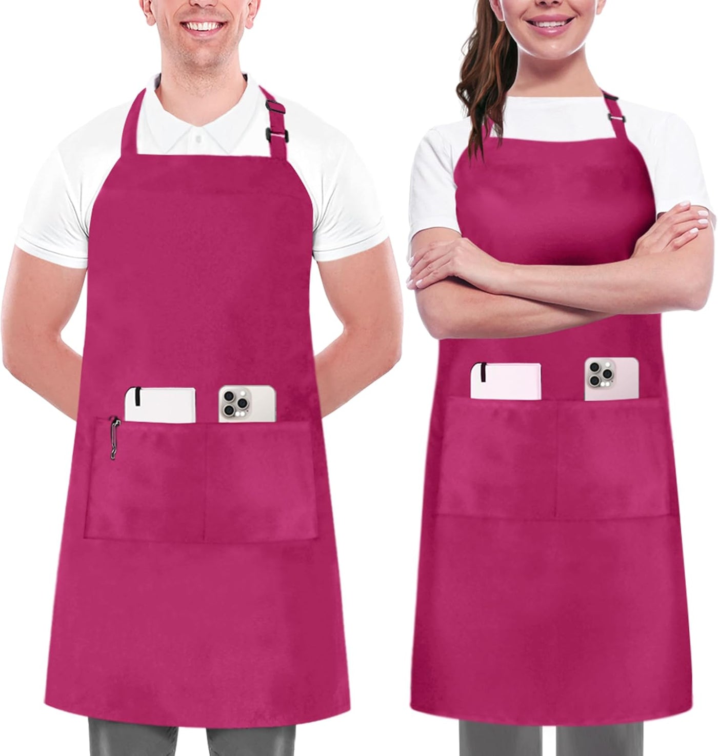 Utopia Kitchen 2 Pack Bib Apron, Adjustable with 2 Pockets, Water and Oil Resistant, Cooking Kitchen Chef Apron for Women Men