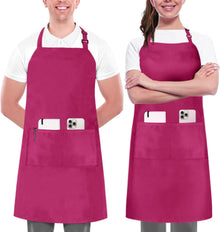 Utopia Kitchen 2 Pack Bib Apron, Adjustable with 2 Pockets, Water and Oil Resistant, Cooking Kitchen Chef Apron for Women Men