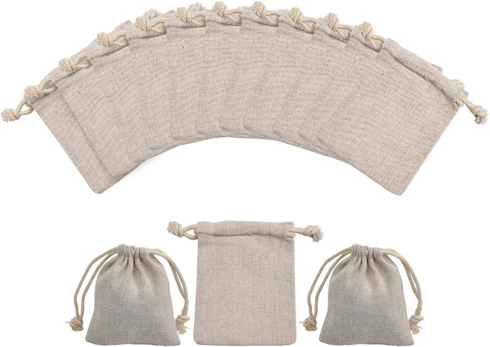calary 5x6.9 Inch Double Canvas Drawstring Bag Cotton Pouch Gift Sachet Bags Muslin Bag Reusable Tea Bag (25pcs)