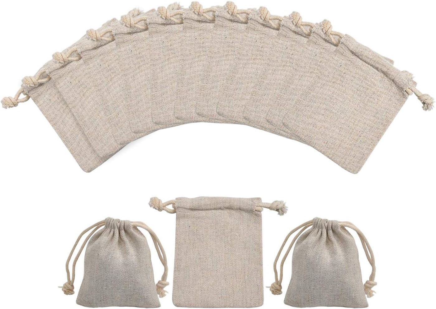 calary 5x6.9 Inch Double Canvas Drawstring Bag Cotton Pouch Gift Sachet Bags Muslin Bag Reusable Tea Bag (25pcs)
