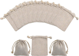 calary 5x6.9 Inch Double Canvas Drawstring Bag Cotton Pouch Gift Sachet Bags Muslin Bag Reusable Tea Bag (25pcs)