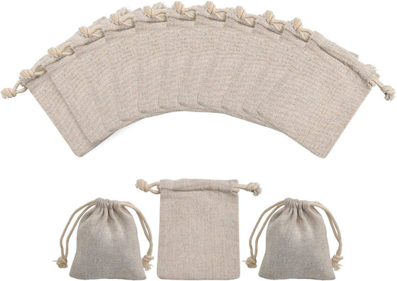 calary 5x6.9 Inch Double Canvas Drawstring Bag Cotton Pouch Gift Sachet Bags Muslin Bag Reusable Tea Bag (25pcs) - hover image