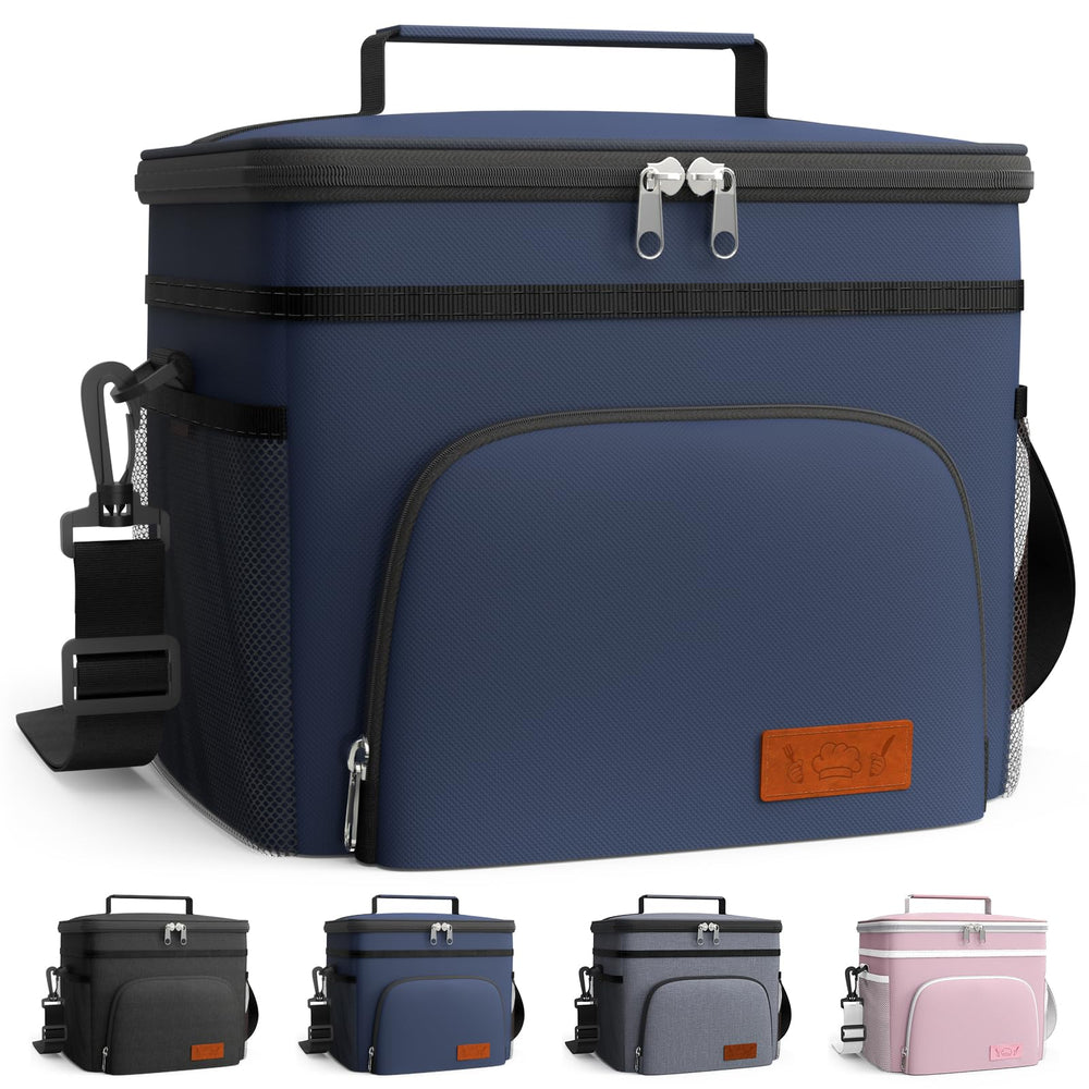 HOTOR Insulated Lunch Box for Men & Women - Leak-Proof Cooler Lunch Bag with 4 Pockets, Adjustable Strap, Ideal for Work, Picnic, Travel - Medium, Black, 10.2"×6.9"×8.5"