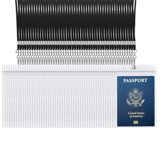 Passport Badge Holders with Extra PVC ID Card Holder and Woven Lanyards Ideal for Cruise and Vacation by CypesCrafts(2Pack Black Lanyards)