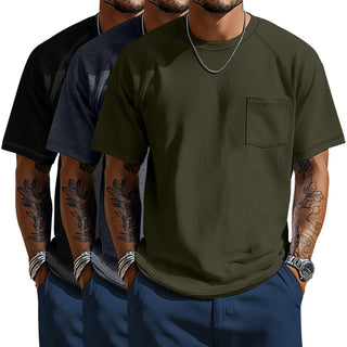 Neer 3 Pack Big and Tall Shirts for Men with Pocket XL-5XL Plus Size Crew Neck Raglan Short Sleeve Summer Casual T Shirts Tee