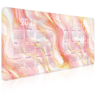 2026-2027 Two-Year Calendar Desk Pad, Large Waterproof Mouse Pad with Stitched Edges Non-Slip Rubber Base, Multi-Functional Desk Mat for Office Home Gaming Business