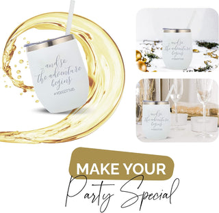 The Adventure Begins - Congratulations Gifts For Women, Going Away Gifts for Friends Moving, or Welcome To the Team- Perfect New Beginnings Gift - 12oz Stainless Steel Glass with Straw and Lid