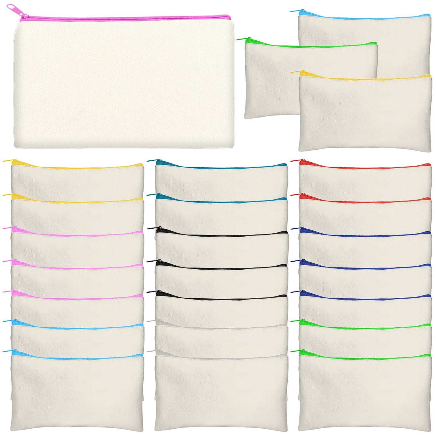 Legigo Blank Canvas Bag Zipper Pouch Makeup Bags Bulk - Multi-Purpose Canvas Pencil Pouch with Sturdy Zipper, Cosmetic Bag Travel Toiletry Bag for DIY Craft Projects, Storage (8.3 x 5 inches)