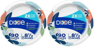 Dixie Medium Paper Plates, 8.5 Inch, 90 Count, 2X Stronger*, Microwave-Safe, Soak-Proof, Cut Resistant, Disposable Plates For Everyday Breakfast, Lunch, & Dinner Meals