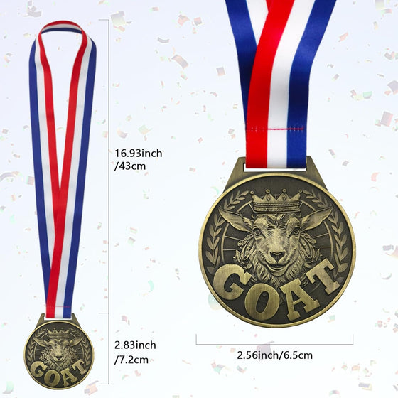 Goat Medal - 3" Greatest Champion Medal of All Time, Goat Pendant Medal with Neck Strap, Goat Award Chain for Football Basketball Sports Championship MVP Award and Tournament League Champion - hover image