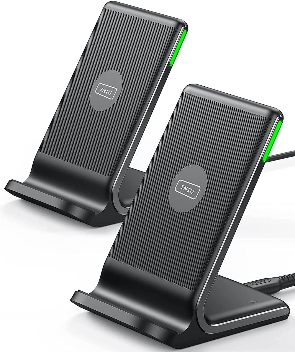 INIU Wireless Charger, 15W Fast Wireless Charging Station with Sleep-Friendly Adaptive Light Compatible with iPhone 17 16 15 14 13 12 Pro Max Samsung Galaxy S25 S24 S23 Note 20 Google etc