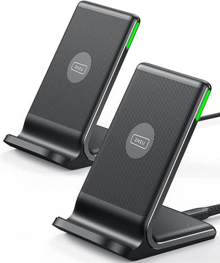 INIU Wireless Charger, 15W Fast Wireless Charging Station with Sleep-Friendly Adaptive Light Compatible with iPhone 17 16 15 14 13 12 Pro Max Samsung Galaxy S25 S24 S23 Note 20 Google etc