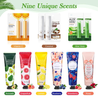 Lip Balm And Hand Cream Gift Set For Women, 6 Lip Balm Bulk + 6 Organza Bags + 6 Hand Lotion, Bridal Wedding Favor for Guests , Christmas Gifts Stocking Stuffers Teacher Appreciation Thank You Gifts