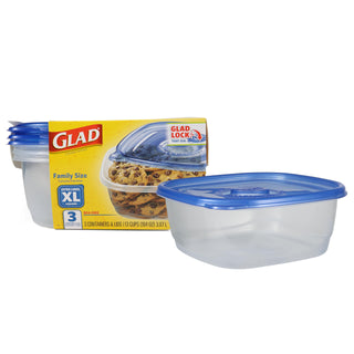 Glad GladWare Medium Rectangle Food Storage Containers with Lids, BPA Free Plastic for Soups Salads and Meal Prep, Airtight Leak Resistant, Microwave Dishwasher Freezer Safe, 24 Oz, 5 Count