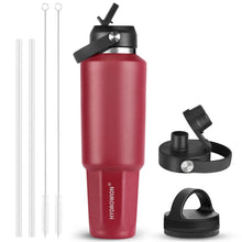 HYDROWION 32oz Stainless Steel Water Bottle(Cold for 48 Hrs, Hot for 24 Hrs), Double Wall Vacuum Insulated Water Flask with Straw Lid, Spout Lid and Flex Cap, Fit in Any Car Cup Holder, Cobalt