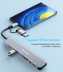 USB C Hub USB Hub 3.0 for Laptop, Upgrade 8 in 2 USB Splitter with USB-C/4 USB A Port Extender, TF/SD Card Slot, 3.5mm Audio Adapter, USBC USB Dongle for PC/Mac/MacBook/Laptop/iPad/Tablet