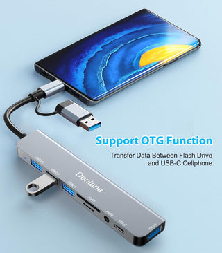 USB C Hub USB Hub 3.0 for Laptop, Upgrade 8 in 2 USB Splitter with USB-C/4 USB A Port Extender, TF/SD Card Slot, 3.5mm Audio Adapter, USBC USB Dongle for PC/Mac/MacBook/Laptop/iPad/Tablet