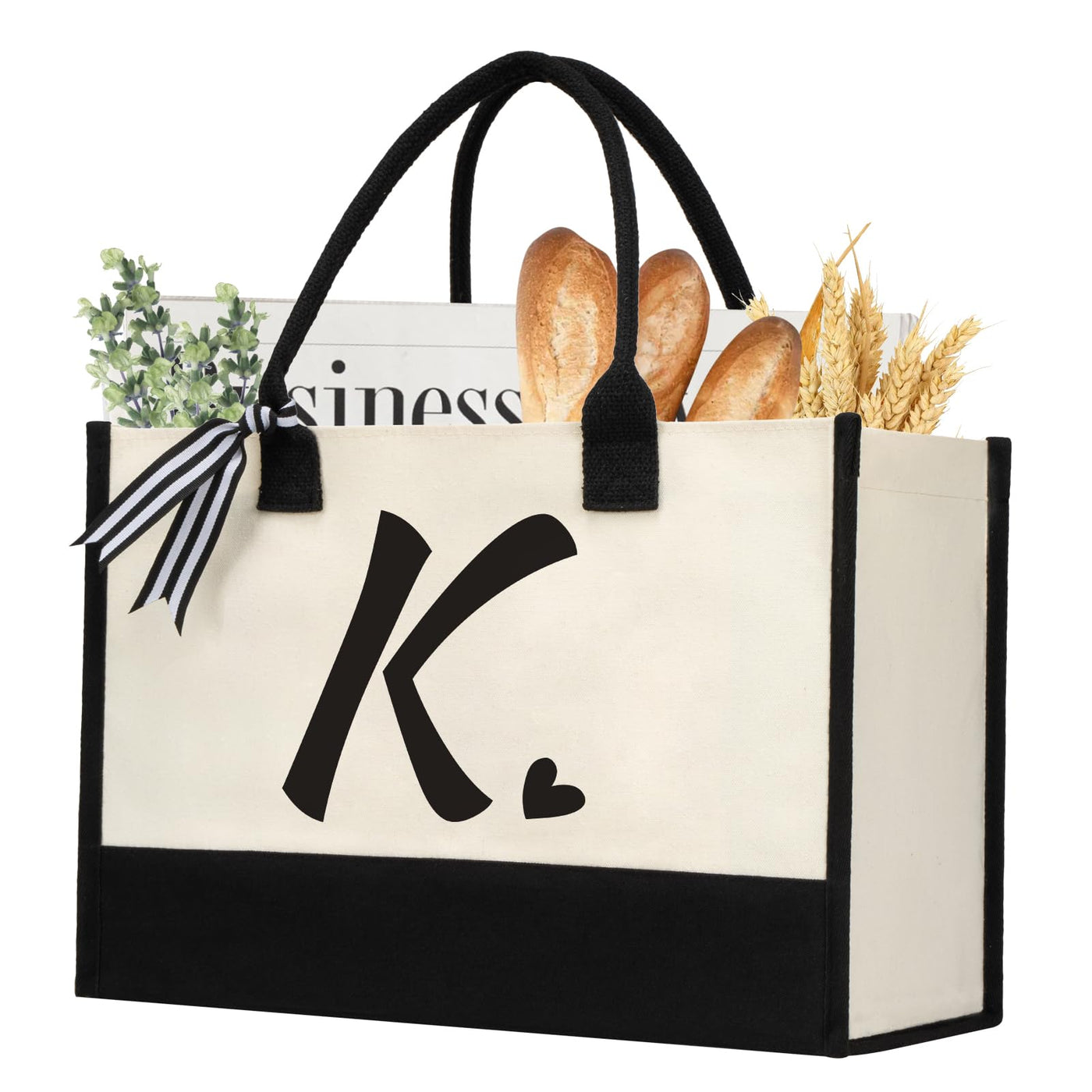 shenee Initial Canvas Tote Bag, Personalized Beach Jute Bag Present for Women Holiday,Friends Birthday Gift,Wedding, New Year